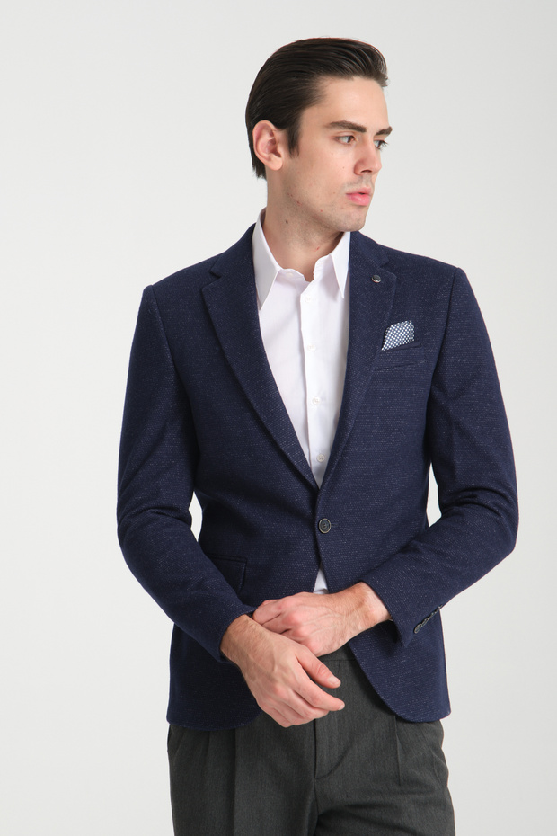 Kasetti Men's Parliament Flexible Fabric Slim Fit Mono Collar Sports Blazer Jacket
