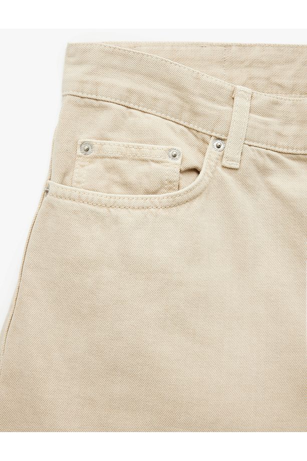 Normal Bel Pamuklu Cep Detaylı Bermuda Loose Fit Jean Şort - 8