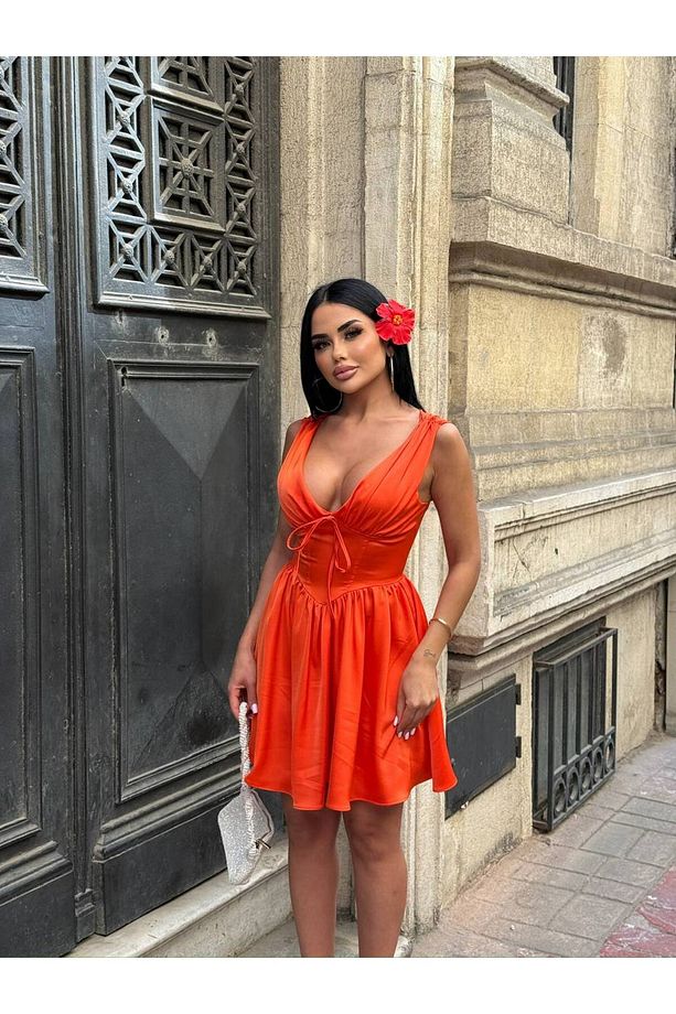 Luvita Korse Detay Saten Tasarım Elbise - 3