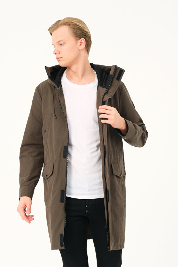 ЧОЛОВІЧИЙ ПАЛЬТО Довге чоловіче пальто з капюшоном - 5