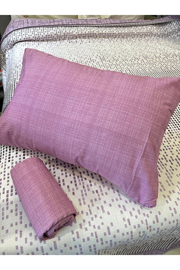 Lilac Single Section Patterned Sheet and Pique Set - Elastic - 6