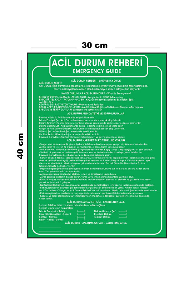 Metal Emergency Guide 30 cm X 40 cm A3 Size Warning Sign Directional Sign