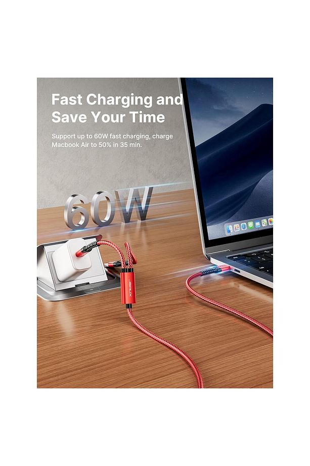 60 Watt 2 Metre USB C Kablosu Type-C ve USB Den Usb-C'ye Hızlı Şarj Data iPhone 16/15 Usbc Kab - 5