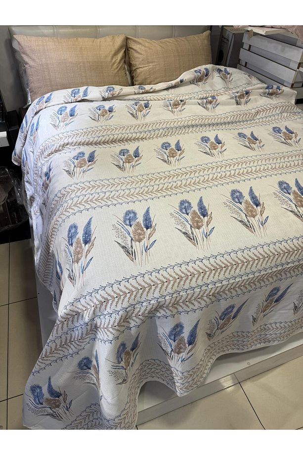 Ekin Desenli Çarşafı Lastikli Tek Kişilik Pike Takımı - Kahve - 8