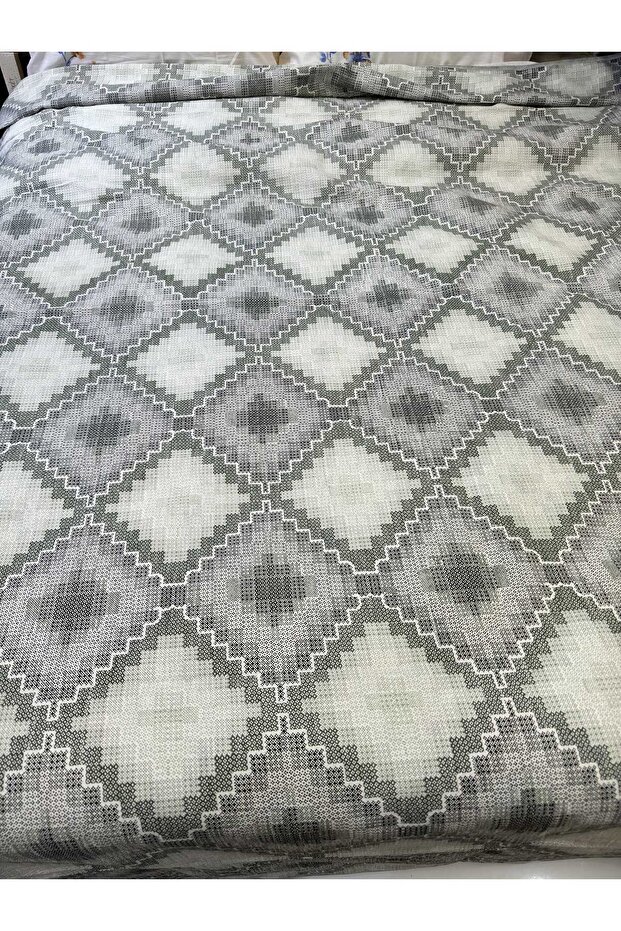 Canvas Patterned Bed Sheet with Elastic Double Pique Set - Mint - 5