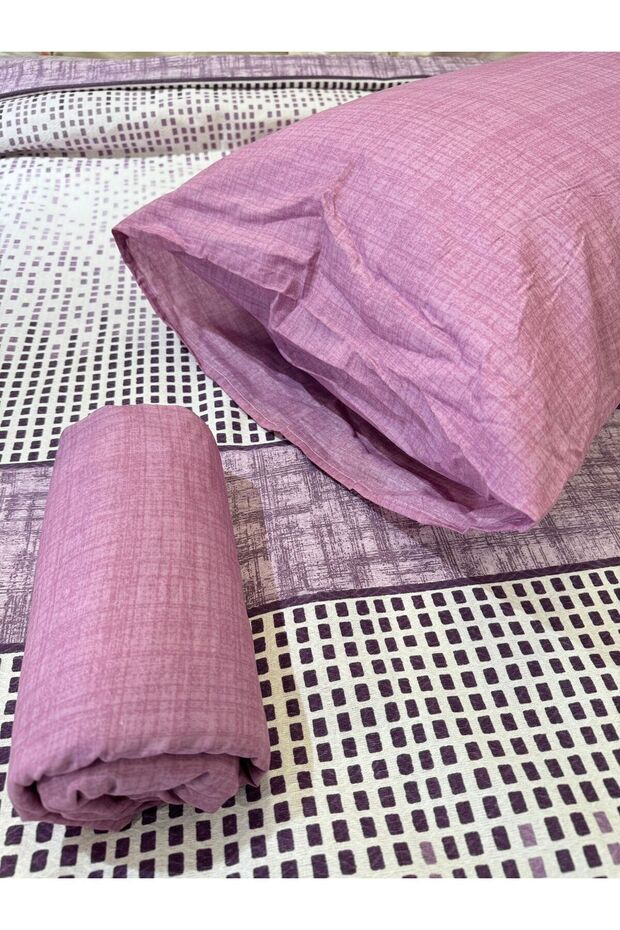 Lilac Single Section Patterned Sheet and Pique Set - Elastic - 4