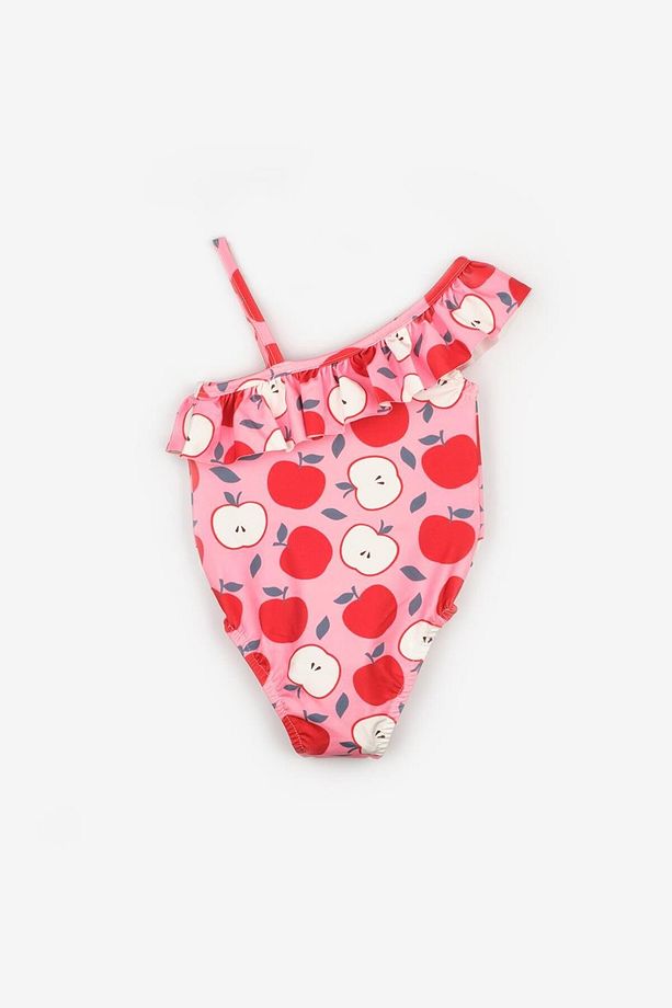 Pembe Elma Desenli Kız Çocuk Mayo - 2