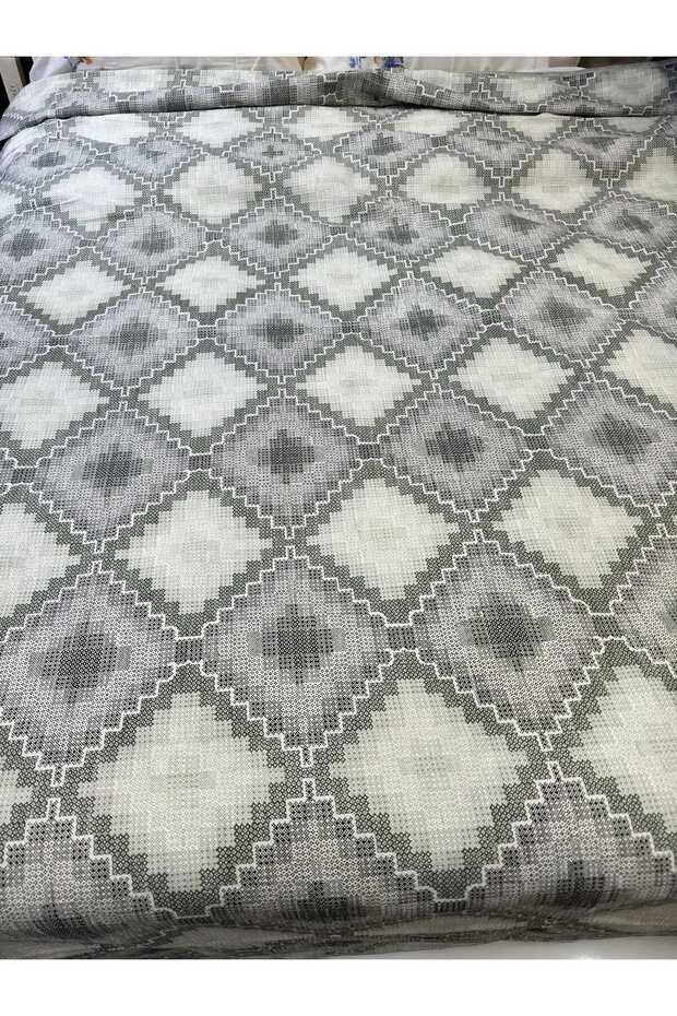 Canvas Patterned Bed Sheet Elastic Single Pique Set - Mint - 5