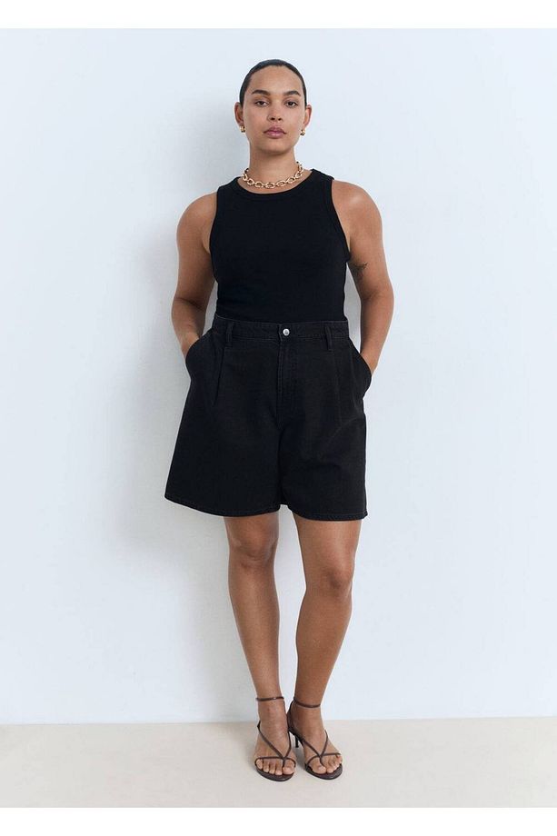 Pilili denim bermuda şort - 8