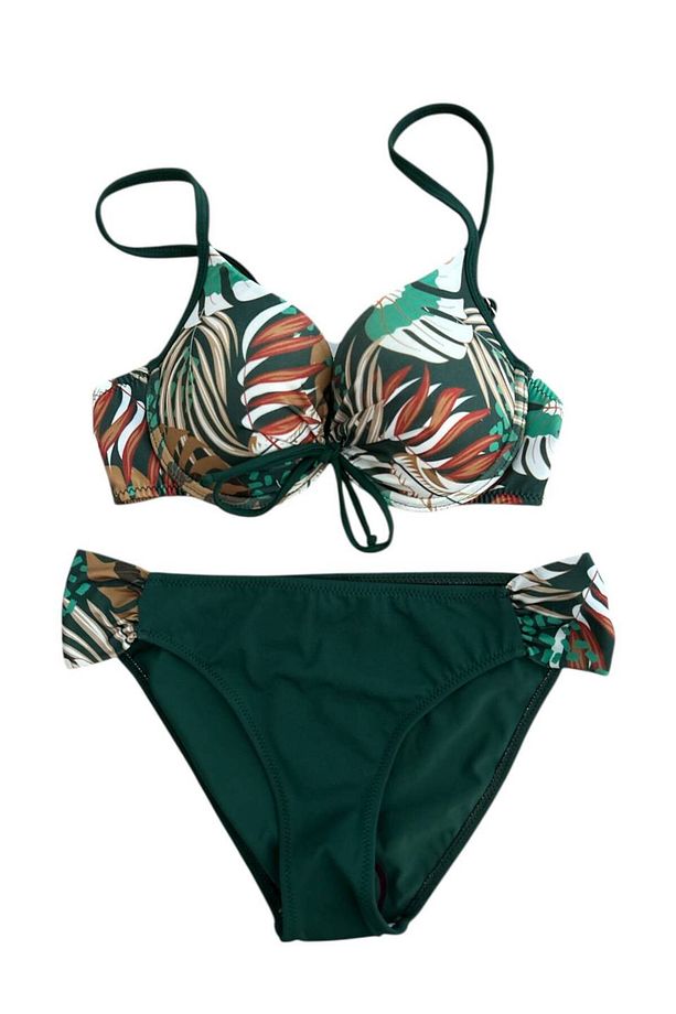 Drapeli Yaprak Desen Bikini Takım Swimwear - 1