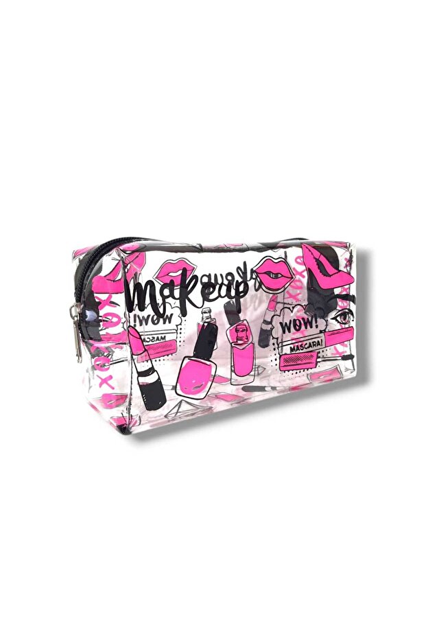 Transparent Printed Multipurpose Organizer Bag – Makeup Bag, Pen Holder & Travel Organizer