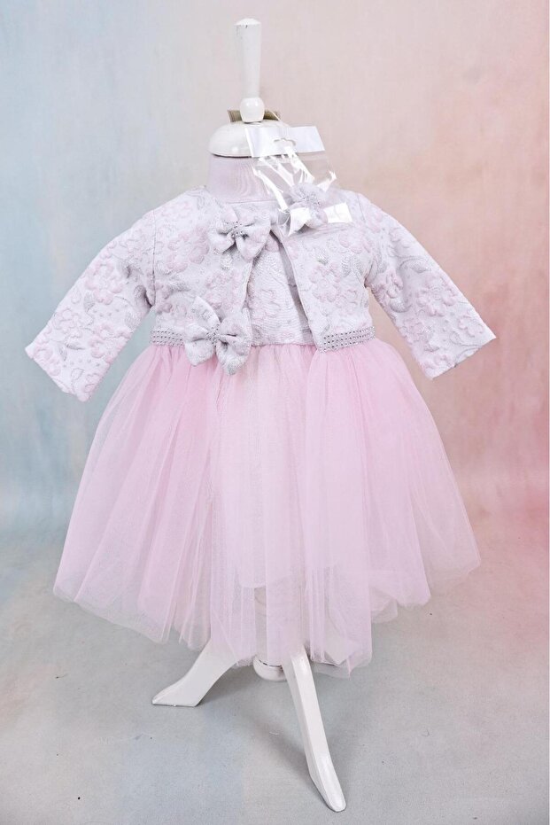 kız bebek çiçek desenli bolerolu mevlüt elbisesi - 1