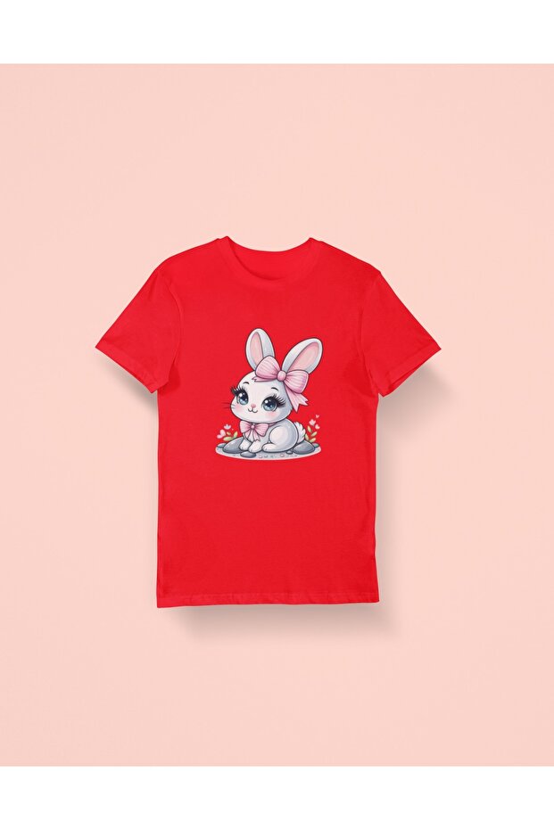 Children's -Fancy Rabbit- Transfer Printed Round Neck Short Sleeve T-Shirt