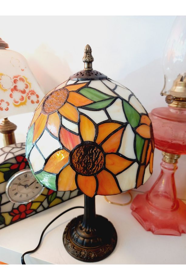 Vitray Abajur Masa Lambası Gece Lambası Dekoratif Aydınlatma - 4