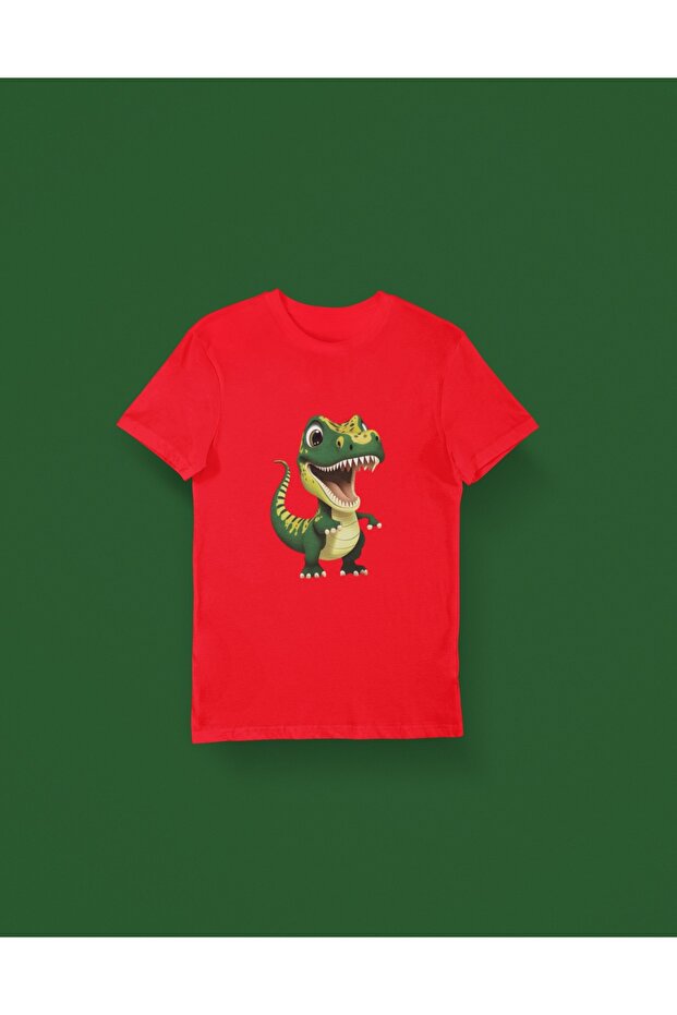 Children -Dinosaur Official- Transfer Printed Round Neck Short Sleeve T-Shirt