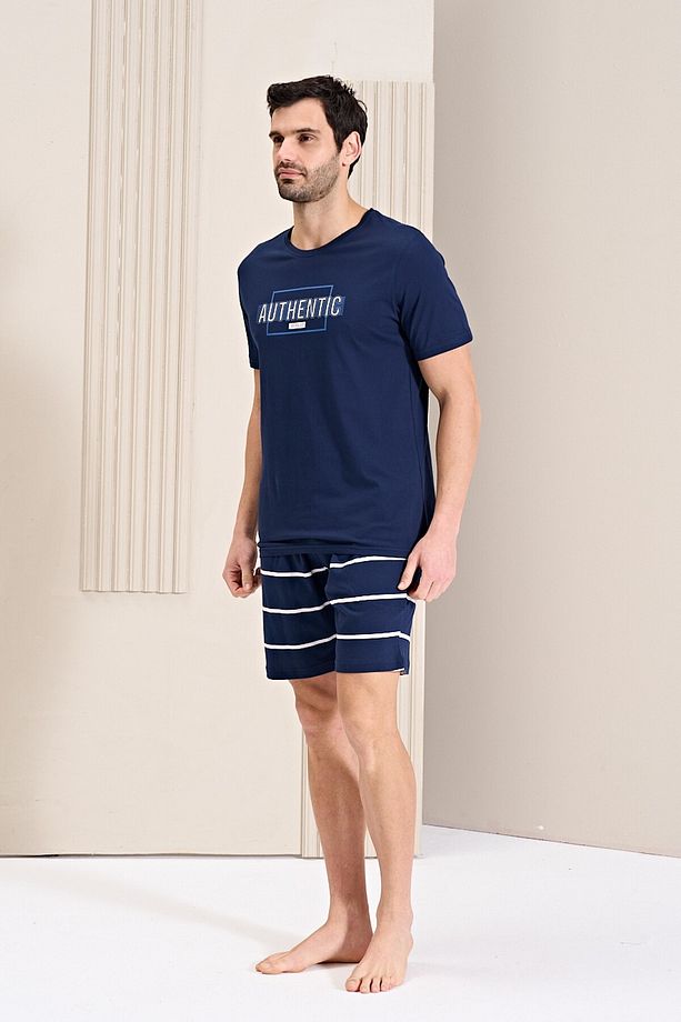 Erkek Pijama Takımı Şortlu Kısa Kol - 4