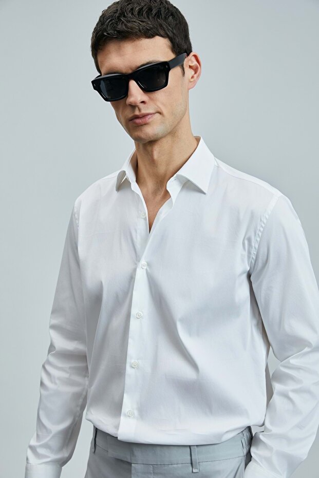111010635 Farem Men's Basic Shirt Regular Fit Men's Shirt White - 5