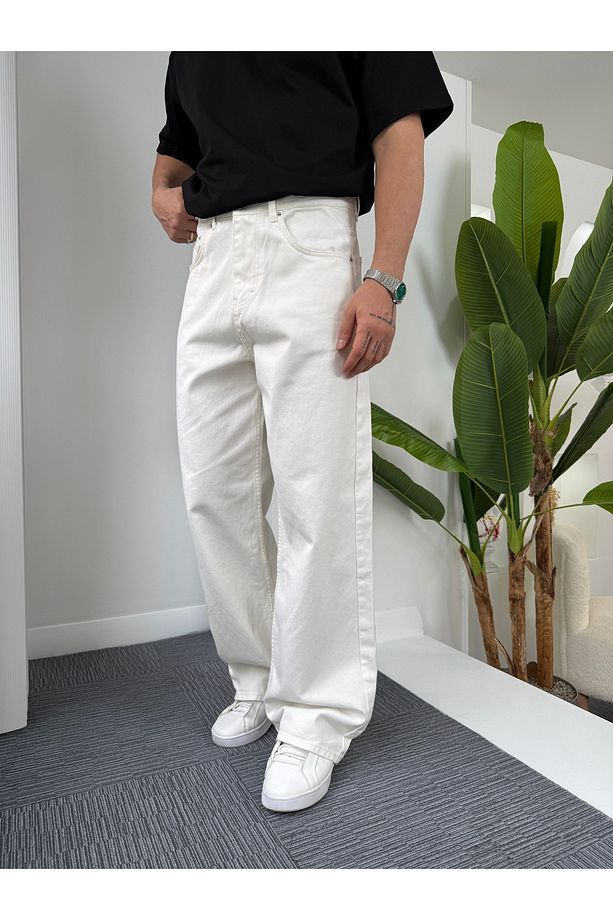 Ekru GG Gabardin Baggy Pantolon - 3