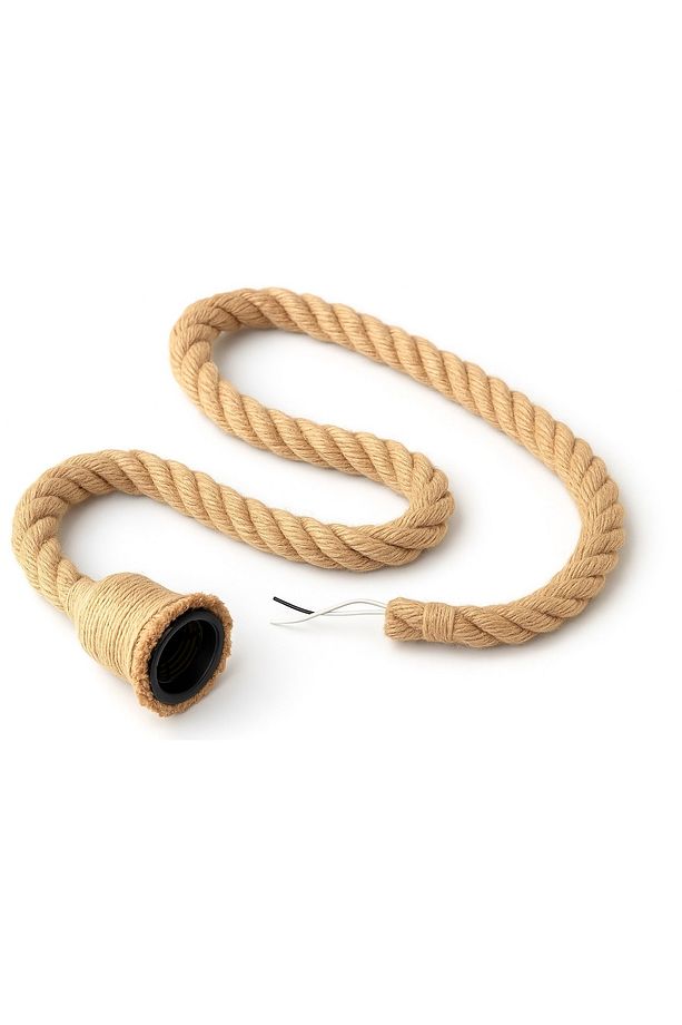 Jüt Halat Sarkıt Avize Kablolu Halatlı Rustik Lamba (50 Cm 10 Adet) - 2