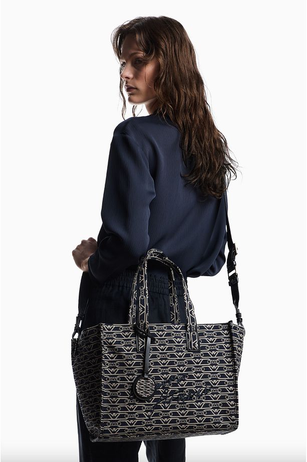 Medium Shopper Bag in Jacquard Canvas with All-over Monogram - 2