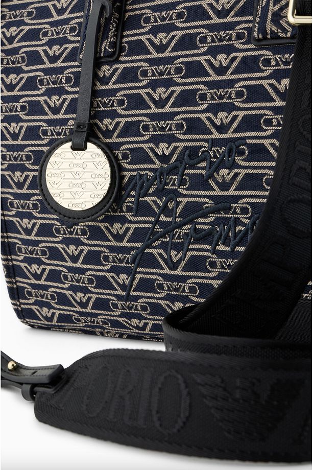 Medium Shopper Bag in Jacquard Canvas with All-over Monogram - 6