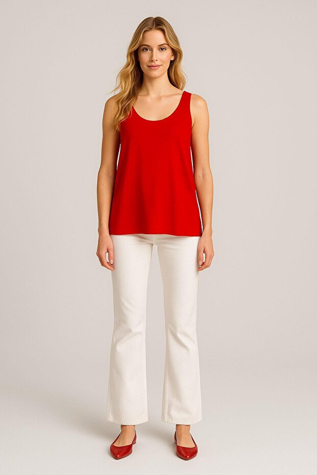 2 Pieces A-Line Comfortable Fit Basic Thick Strap Undershirt T-Shirt - 2