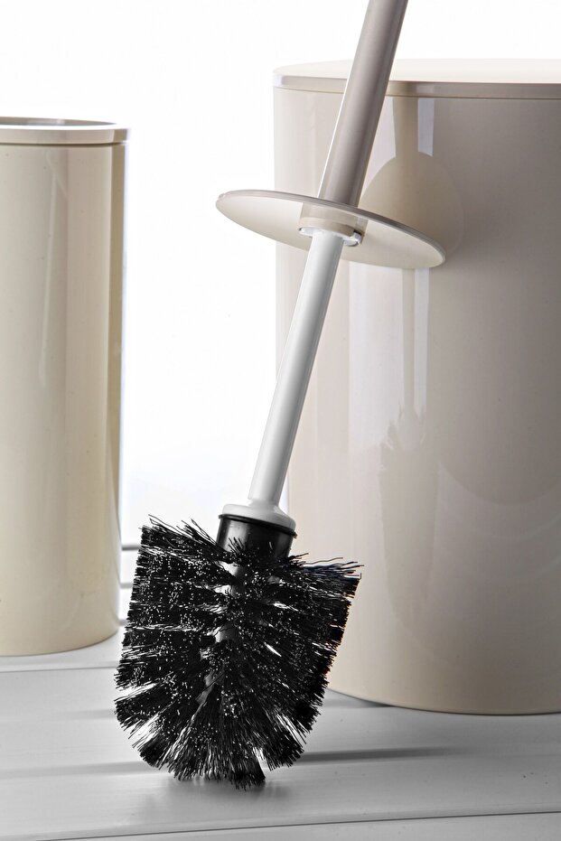 Flores 2'li Banyo Seti Çöp kovası Tuvalet fırçası - Bej - 6