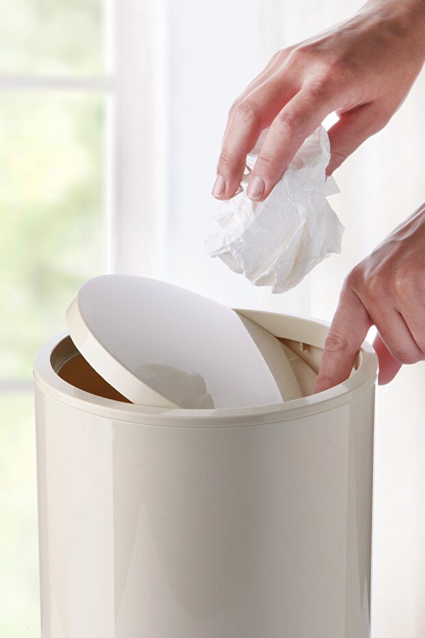 Flores 2'li Banyo Seti Çöp kovası Tuvalet fırçası - Bej - 2