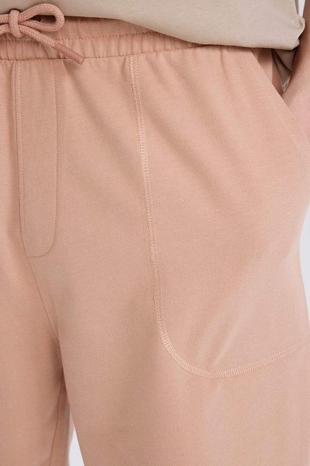 %100 Pamuk Slim Fit Dar Kesim Dar Paça Cepli Basic Düz Şort B8673AX25SM - 5
