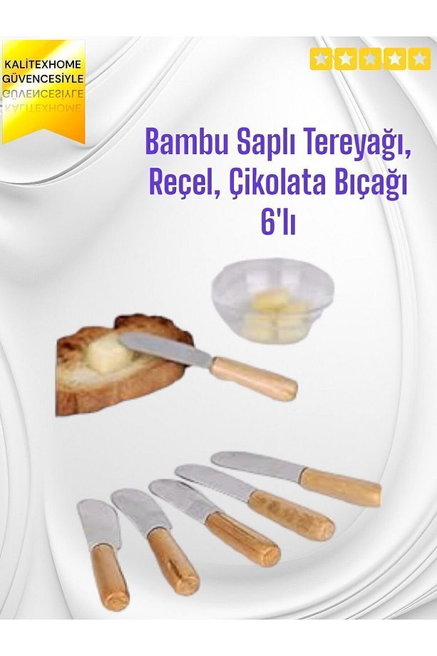 Bambu Saplı Tereyağı, Reçel, Çikolata Bıçağı 6'lı - 1