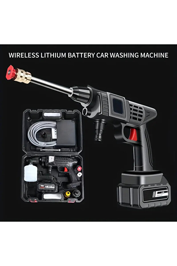Portable 48V Cordless Washer – High Pressure Spray for Car Wash, Garden - Black