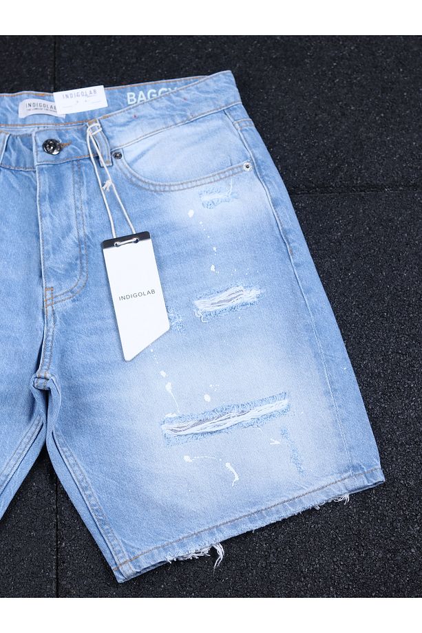 Erkek Mavi Baggy Denim Şort - 3