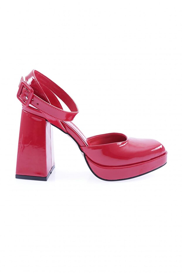Women's Blunt Toe Short Platform Ankle Strap Heeled Back Shoes 8869535