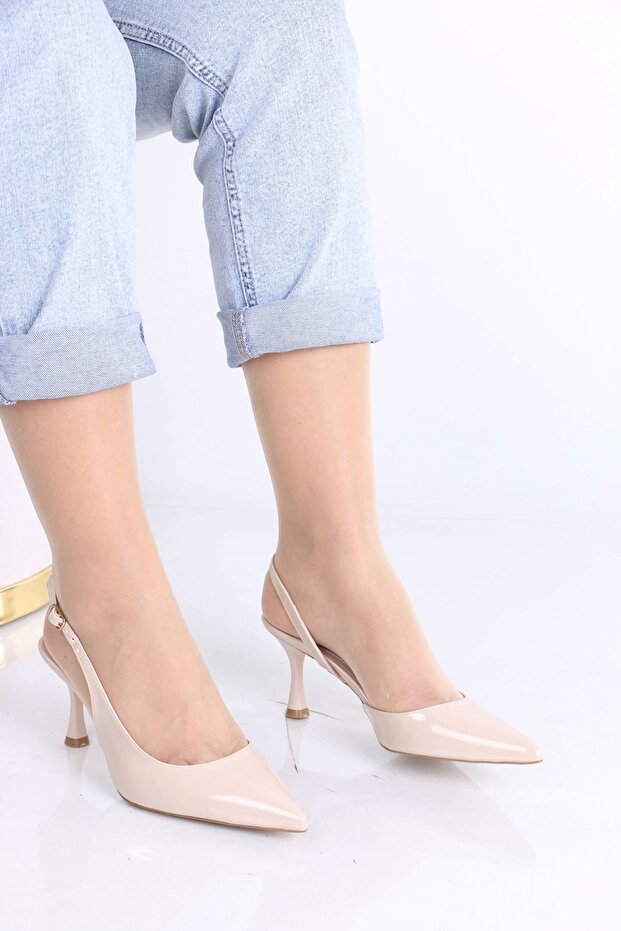 Sarah Beige Patent Leather High Heels