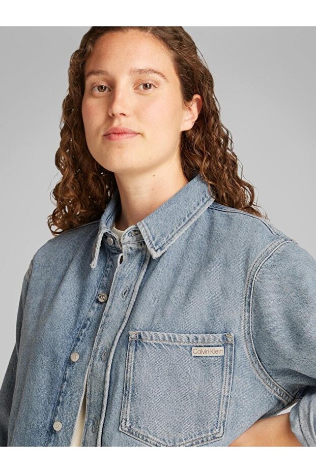 Kadın Mavi Uzun Kollu Gömlek - 3