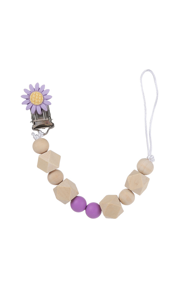 - Classy Wooden Pacifier Clip - Purple