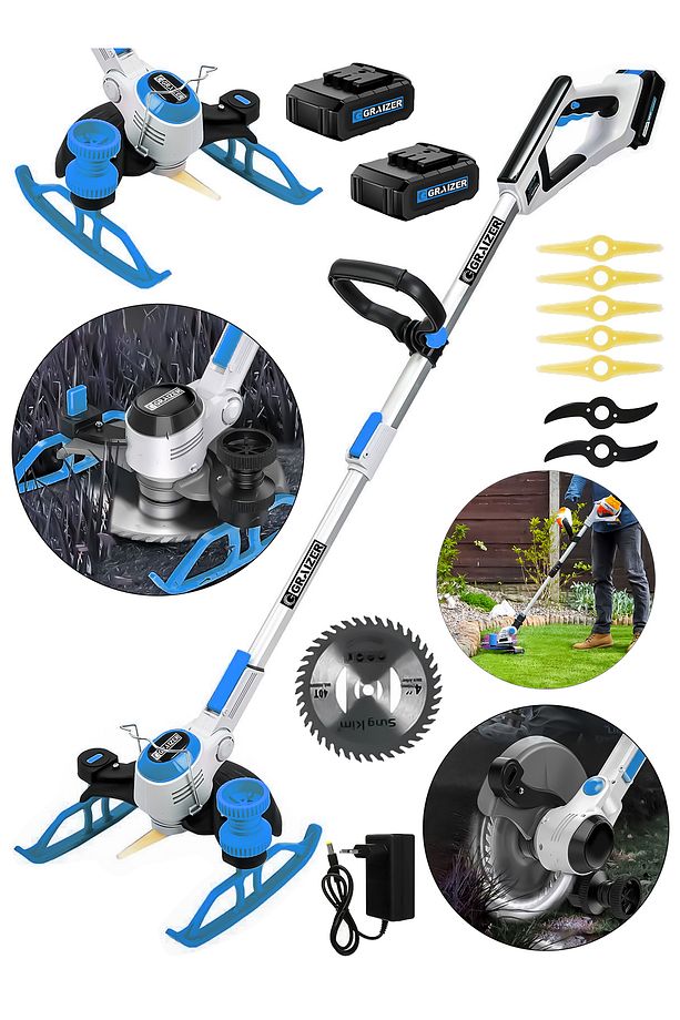 Dijital Ekran Ot Çalı Çim Biçme Şarjlı Tırpan 9000r/min-Mavi - 1