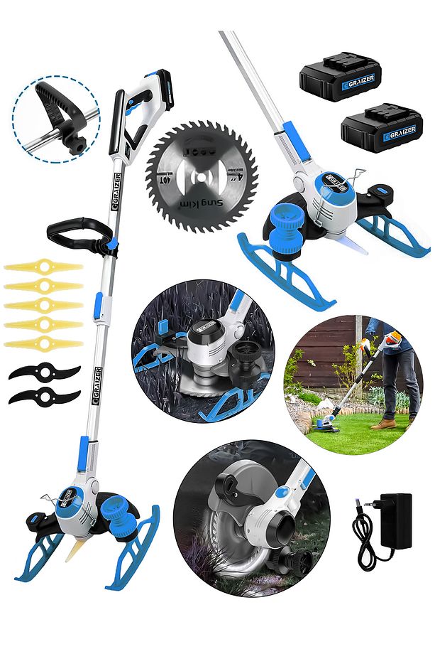 Dijital Ekran Ot Çalı Çim Biçme Şarjlı Tırpan 9000r/min-Mavi - 2