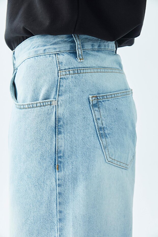 Oversize Bermuda Denim Şort Mavı Renk-1 - 4