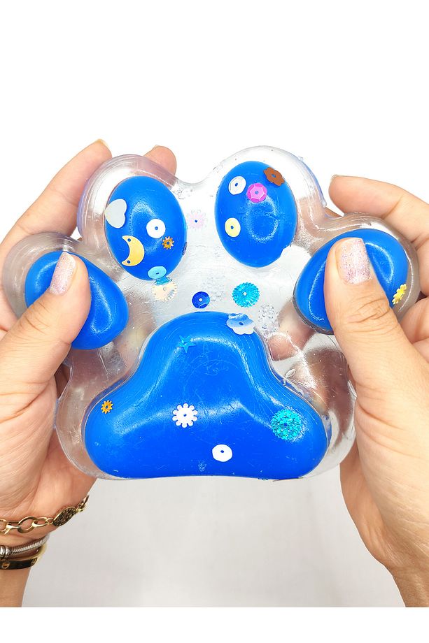 Dev Pati Squishy Taba Squishy Kedi Pati Sıkma 14 cm Pullu Pati Sukuşi - Şeffaf Mavi - 4