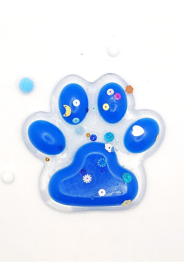 Dev Pati Squishy Taba Squishy Kedi Pati Sıkma 14 cm Pullu Pati Sukuşi - Şeffaf Mavi - 5