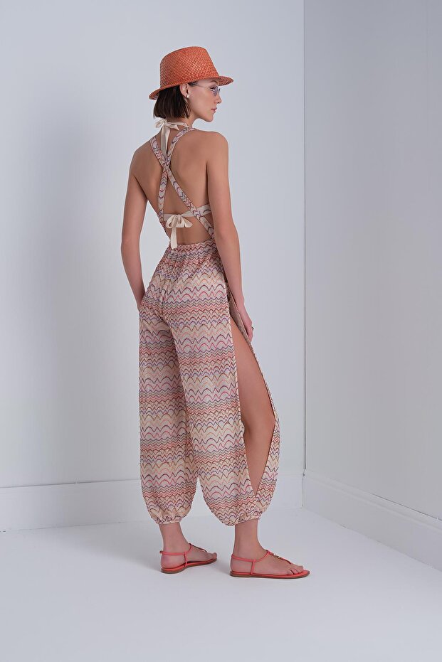 V Yaka Renk Geçişli Multi Tulum - 6