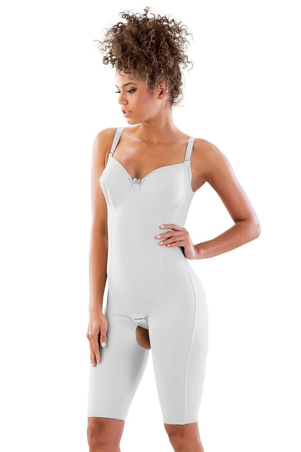 White Mi Emay 2822 Long Length Laser Corset with Underwire Bra