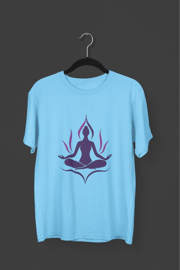 Men/Women -Yoga- Transfer Printed Round Neck Short Sleeve T-Shirt