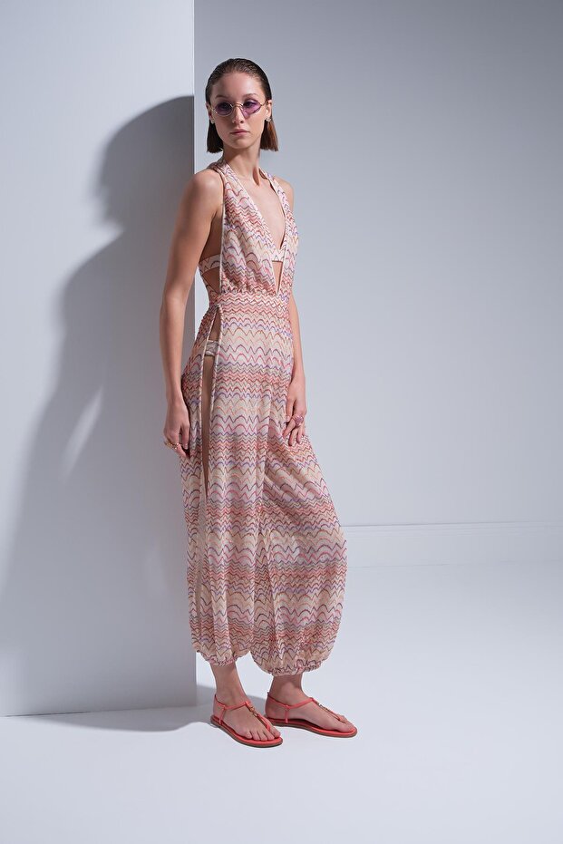 V Yaka Renk Geçişli Multi Tulum - 3