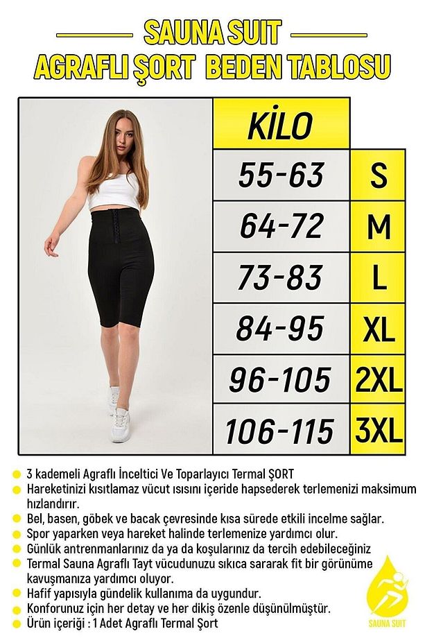 Sauna-şort Model Maksimum Terleme Ile Iki Beden Incel Yüksek Bel Agraflı Sauna Termal Şortt - 4