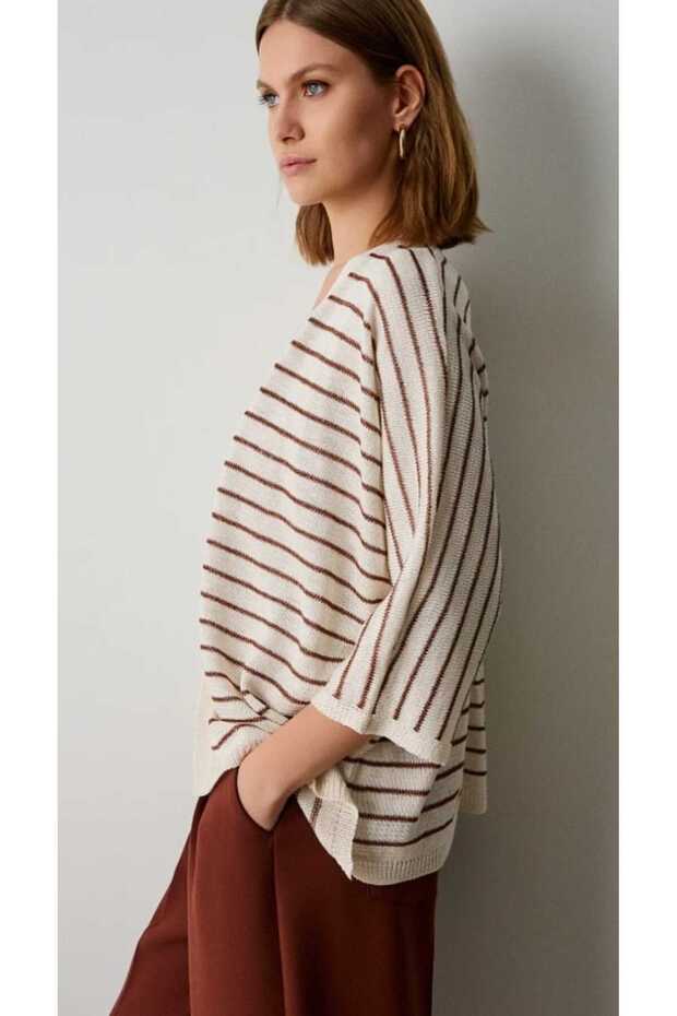 Lurexli örgü çizgili hırka - 2