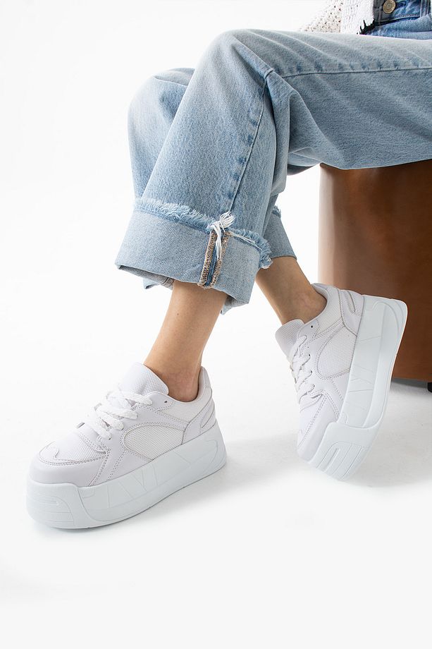 Kadın Yüksek Dolgu Platform Taban Air Mesh Örme Memory Foam İç Taban Sneaker Spor Ayakkabı - 2