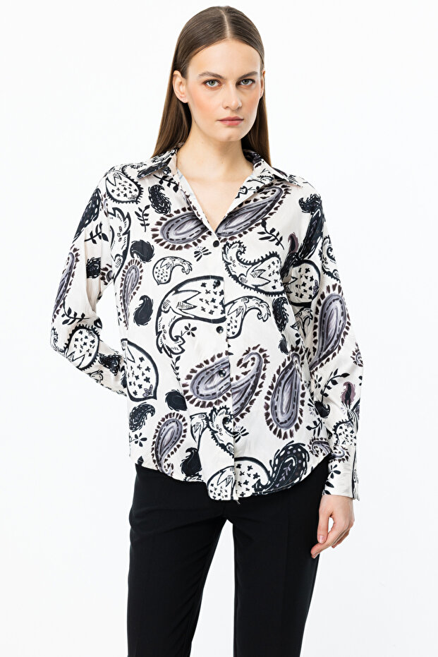 قميص منقوش بياقة بولو - 2