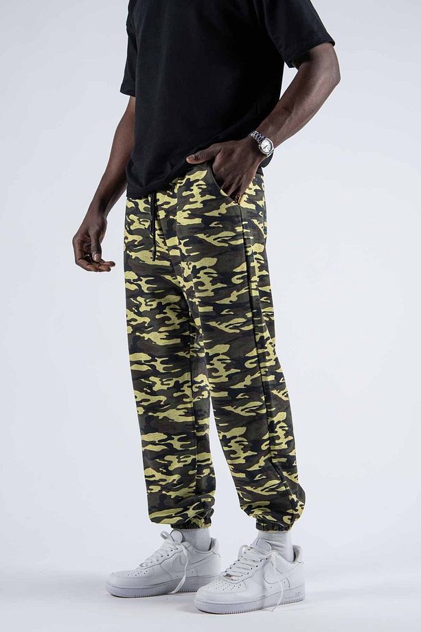 Erkek Kamuflaj Desenli Bol Haki Jogger Pantolon - 4